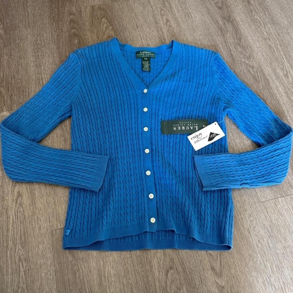 Ralph Lauren Vibrant Blue Cable Knit Cardigan